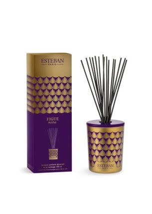 Dyfuzor zapachowy z patyczkami (100 ml) Figue noire + ceramiczna przykrywka Esteban