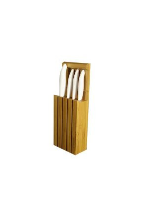 Blok bambusowy z 4 nożami (białymi) Kyocera